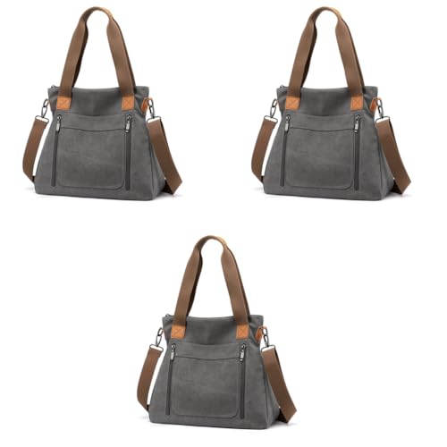 PALAY® Handbag for Women Grey Canvas Shoulder Tote Sling Large Crossbody with Detachable Strap Korean Bag for School Work 3 PCS PALAY® Handbag for Women Grey Canvas Shoulder Tote Sling Large Crossbody with Detachable Strap Korean Bag for School Work 3 PCS